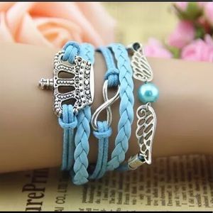 Baby Blue- Crown Charm Bracelet